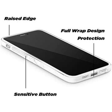 uCOLOR Case Compatible with 13 Pro Max 6.7" 2021 Marble Pattern Stylish Matt Hybrid Ultra Slim Soft TPU Protective Case (White Marble)