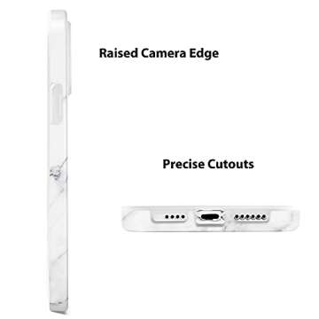 uCOLOR Case Compatible with 13 Pro Max 6.7" 2021 Marble Pattern Stylish Matt Hybrid Ultra Slim Soft TPU Protective Case (White Marble)