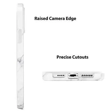 uCOLOR Case Compatible with 13 Pro Max 6.7" 2021 Marble Pattern Stylish Matt Hybrid Ultra Slim Soft TPU Protective Case (White Marble)