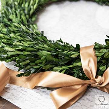 Olive Branch Home Preserved Boxwood Wreath With Gift Box, Large Indoor Year Round Green Wreath (20 Inch Round)