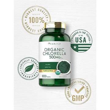 Carlyle Chlorella Tablets Organic 500 mg | 1000 Count | Vegetarian, Non-GMO, and Gluten Free Supplement