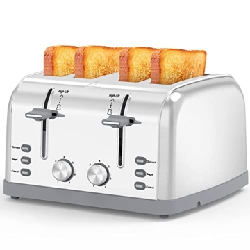 Lainsten 4 Slice Toaster - Stylish Retro Design with 7 Shade Options and Bagel Function
