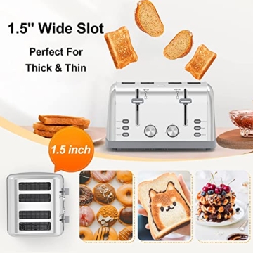 Lainsten 4 Slice Retro Stainless Steel Toaster