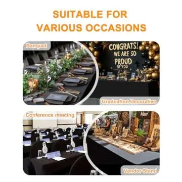 Spandex Table Cover 2 Pack 6FT Black Fitted Tablecloths,Washable Wrinkle Resistant Stretch Table Cloth Rectangle for Vendor Booth Display Items,Party Supplies for Adults,Wedding Decorations,Banquet