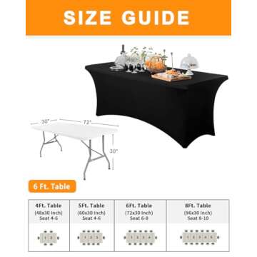 Spandex Table Cover 2 Pack 6FT Black Fitted Tablecloths,Washable Wrinkle Resistant Stretch Table Cloth Rectangle for Vendor Booth Display Items,Party Supplies for Adults,Wedding Decorations,Banquet