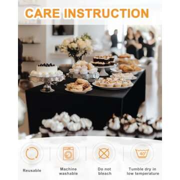 Spandex Table Cover 2 Pack 6FT Black Fitted Tablecloths,Washable Wrinkle Resistant Stretch Table Cloth Rectangle for Vendor Booth Display Items,Party Supplies for Adults,Wedding Decorations,Banquet