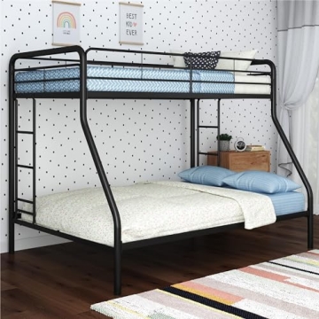 DHP Dusty Metal Bunk Bed Frame - Space-Saving Twin-Over-Full Design with Safety Features