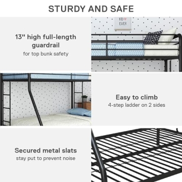 DHP Dusty Metal Bunk Bed - Durable Twin-Over-Full Frame