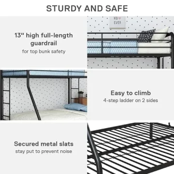 DHP Dusty Metal Bunk Bed - Durable Twin-Over-Full Frame