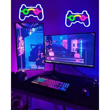 Gamepad Neon Wall Light - Gamer Gift for Teen Boys, Game Room Decoration