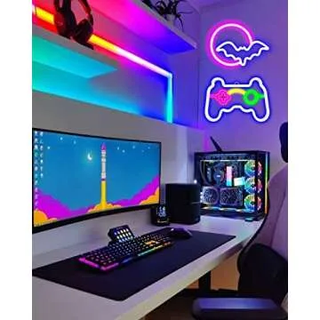 Gamepad Neon Wall Light - Gamer Gift for Teen Boys, Game Room Decoration
