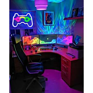 Gamepad Neon Wall Light - Gamer Gift for Teen Boys, Game Room Decoration