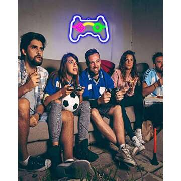 Gamepad Neon Wall Light - Gamer Gift for Teen Boys, Game Room Decoration
