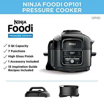 Ninja Foodi 7-in-1 Pressure, Slow Cooker, Air Fryer and More, with 5-Quart Capacity and 15 Recipe Bo...