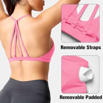 YEOREO Workout Sports Bras for Women Padded Strappy Open Back Gym Bra Light Impact Criss Cross Yoga ...