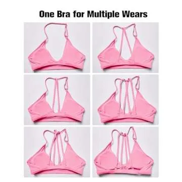 YEOREO Workout Sports Bras for Women Padded Strappy Open Back Gym Bra Light Impact Criss Cross Yoga Crop Top Candy Powder XS