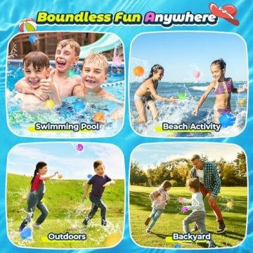 SOPPYCID 16Pcs Reusable Water Balloons for Kids Outdoor Fun