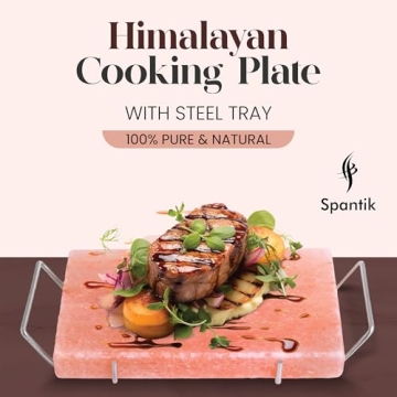 Himalayan Salt Cooking Block Set with Steel Tray 12" x 8"