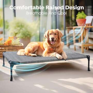 Veehoo Cooling Elevated Dog Bed, Portable Raised Pet Cot with Washable & Breathable Mesh, No-Slip Fe...