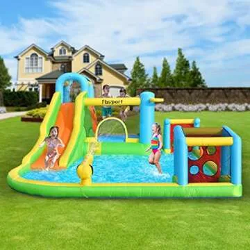 FBSPORT 9-in-1 Inflatable Bounce House with Water Slide