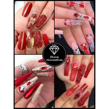 3100Pcs Red Rhinestones Nail Art Kit for DIY Crafts