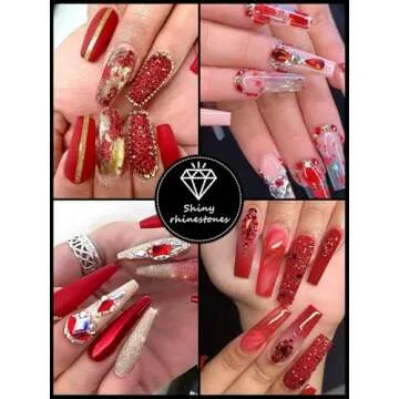 3100Pcs Red Rhinestones Nail Art Kit for DIY Crafts