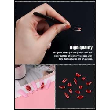3100Pcs Red Rhinestones Nail Art Kit for DIY Crafts