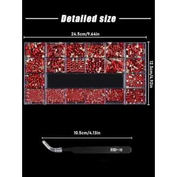 3100Pcs Red Rhinestones Nail Art Kit for DIY Crafts