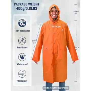 ANYOO Waterproof Reflective Rain Poncho for Outdoor Safety