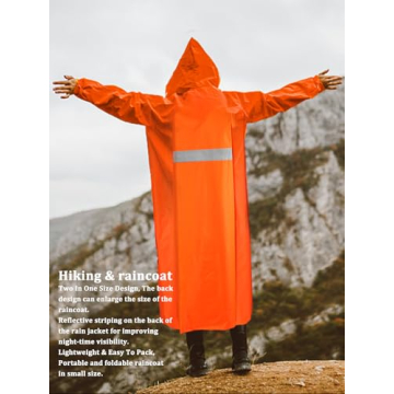 ANYOO Waterproof Reflective Rain Poncho for Outdoor Safety
