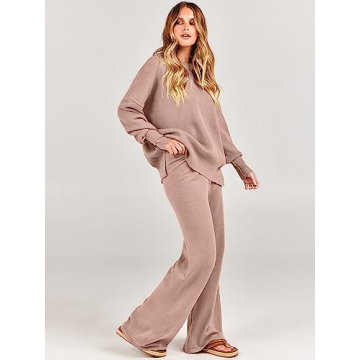 ANRABESS Women 2 Piece Oversized Sweater and Pants Set