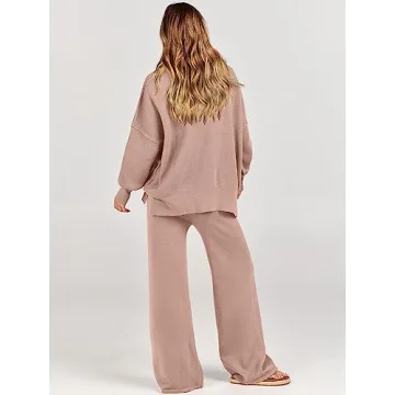 ANRABESS Women 2 Piece Oversized Sweater and Pants Set