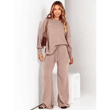 ANRABESS Women 2 Piece Oversized Sweater and Pants Set