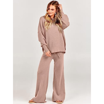 ANRABESS Women 2 Piece Oversized Sweater and Pants Set