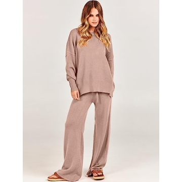 ANRABESS Women 2 Piece Oversized Sweater and Pants Set