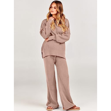 ANRABESS Women 2 Piece Oversized Sweater and Pants Set