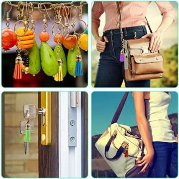 Duufin 200 Pieces Keychain Tassels Bulk Leather Tassel Colored Tassel Pendants for DIY Keychain and Craft, 40 Colors (Gold Cap)