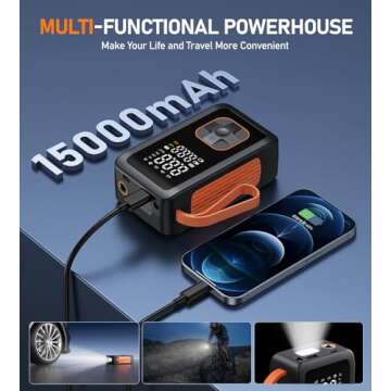 Portable Tire Inflator with 180PSI Cordless Design