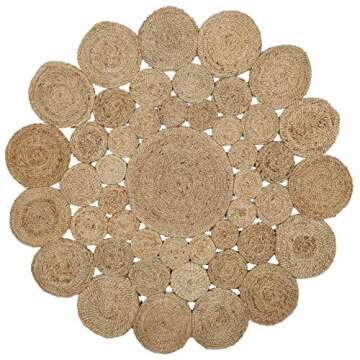 SAFAVIEH Natural Fiber Collection Area Rug - 5' Round, Natural, Handmade Boho Charm Farmhouse Jute, ...