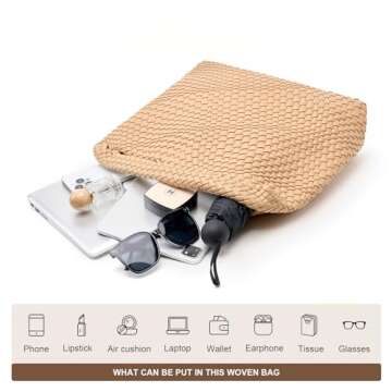 MELOLILA Large Woven Vegan Leather Tote Bag for Women