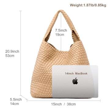 MELOLILA Large Woven Vegan Leather Tote Bag for Women