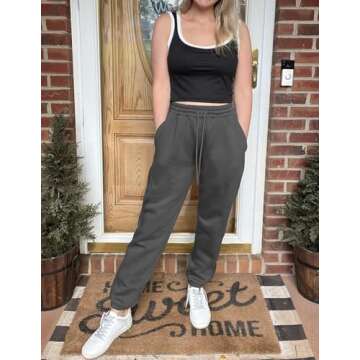 PINSPARK Womens Winter Sweatpants Fleece Warm Jogger Pants Casual Baggy Athletic Pant Warm Long Trousers Pockets Dark Grey S