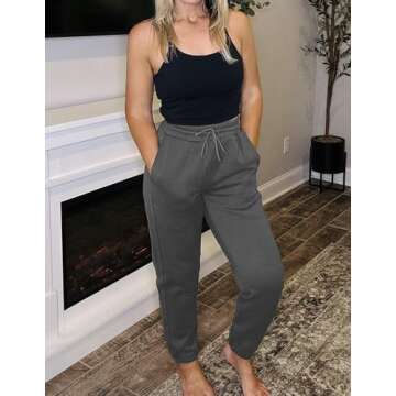 PINSPARK Womens Winter Sweatpants Fleece Warm Jogger Pants Casual Baggy Athletic Pant Warm Long Trousers Pockets Dark Grey S