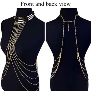YADOCA Body Chain for Women Sexy Gold Layered Crossover Tassels Bra Chain Minimalist Belly Chain Nec...