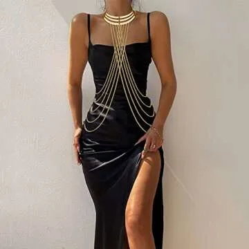 YADOCA Body Chain for Women Sexy Gold Layered Crossover Tassels Bra Chain Minimalist Belly Chain Necklace Summer Beach Bikini Body Jewelry