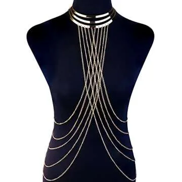 YADOCA Body Chain for Women Sexy Gold Layered Crossover Tassels Bra Chain Minimalist Belly Chain Necklace Summer Beach Bikini Body Jewelry