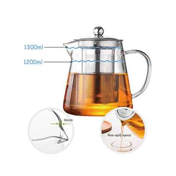 Elegant Glass Teapot with Infuser for Loose Leaf