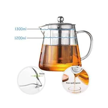 Elegant Glass Teapot with Infuser for Loose Leaf
