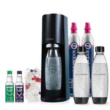 SodaStream Terra Sparkling Water Maker Bundle (Black) with Flavors & Bottles