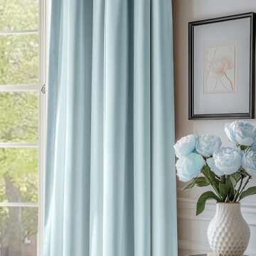 Lazzzy Baby Blue Velvet Curtains Room Darkening Thermal Insulated Curtains 96 Inch Long Window Drape...
